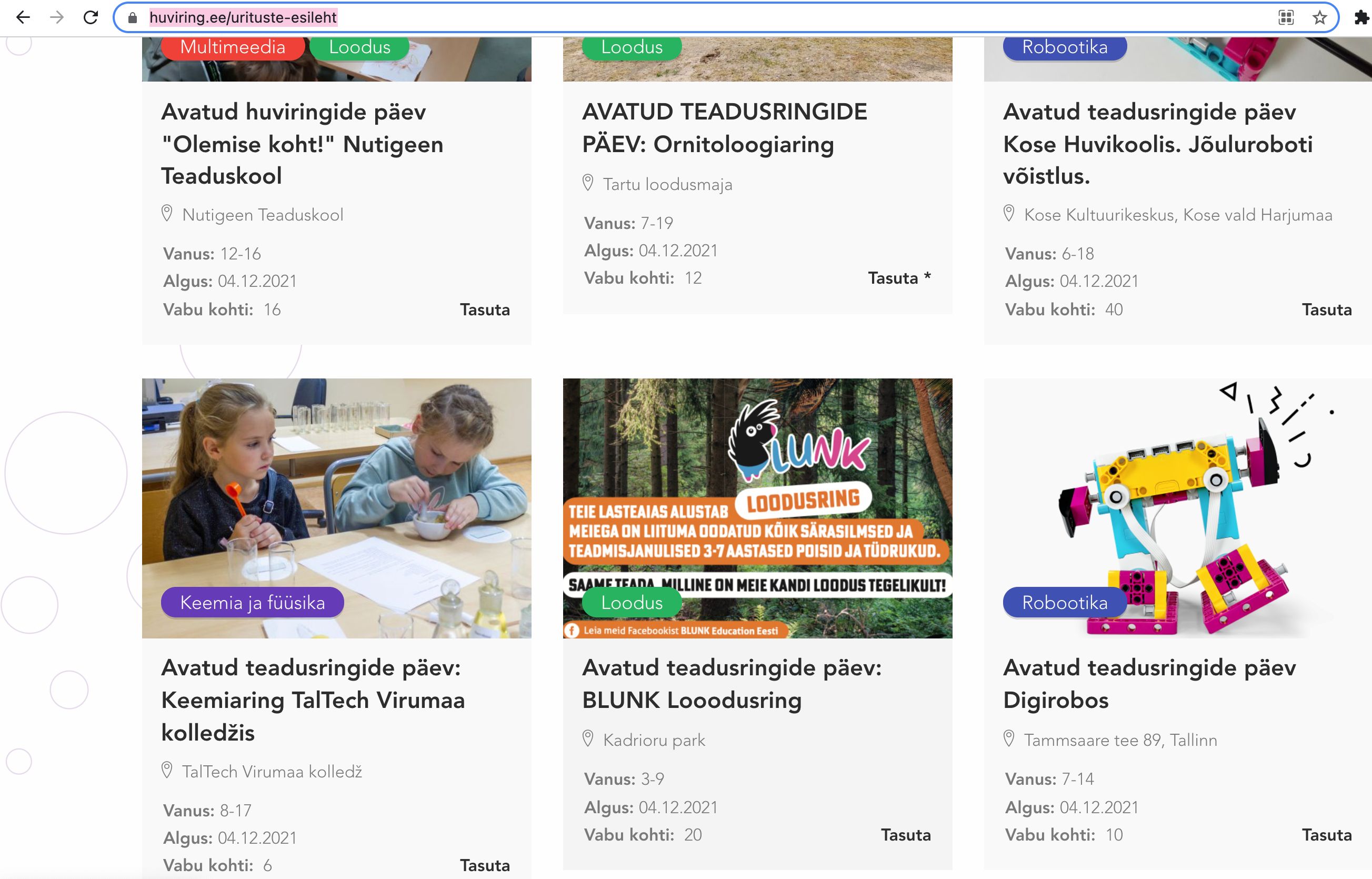 Info lehelt huviring.ee