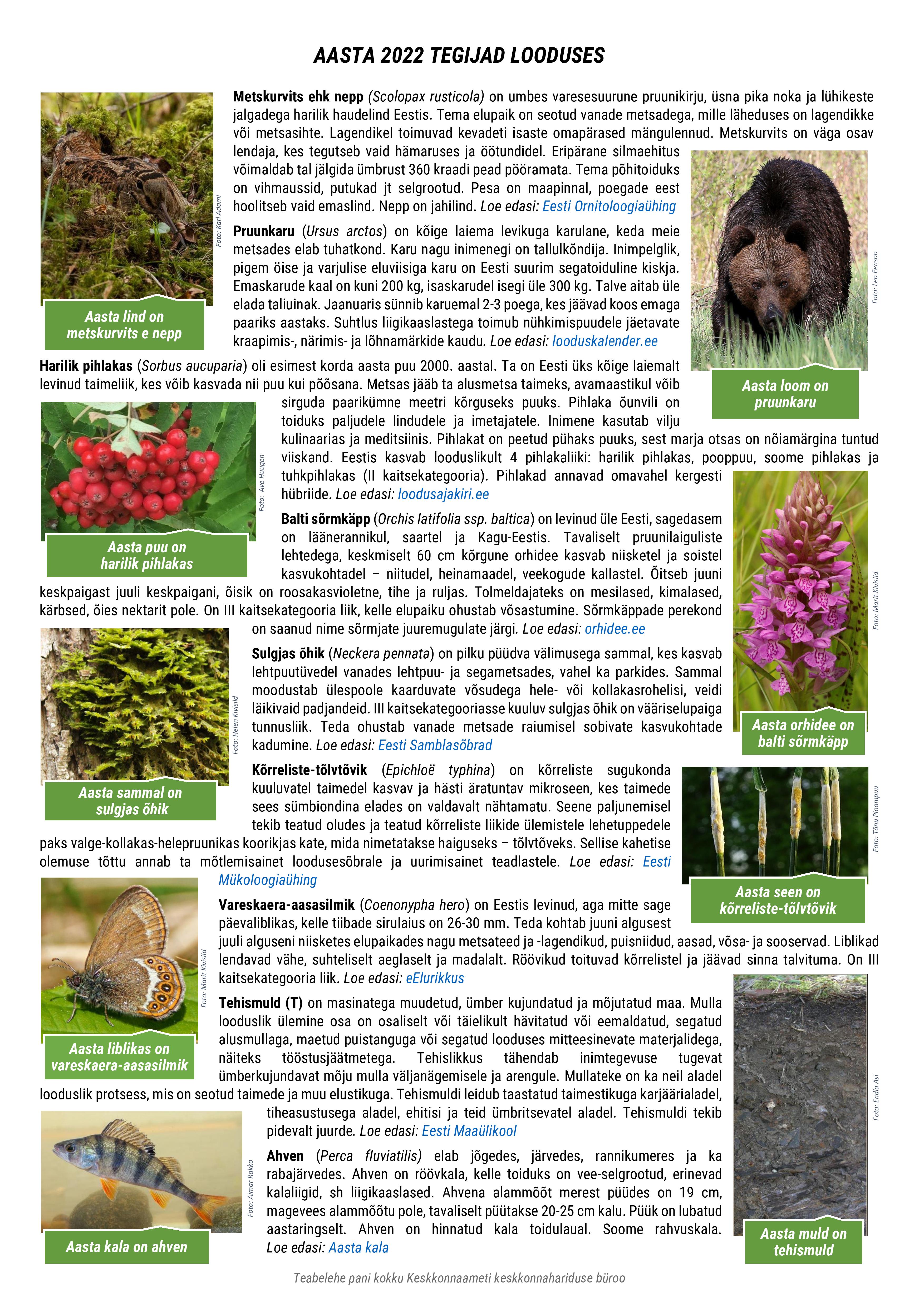 aasta tegijad looduses 2022 plakat